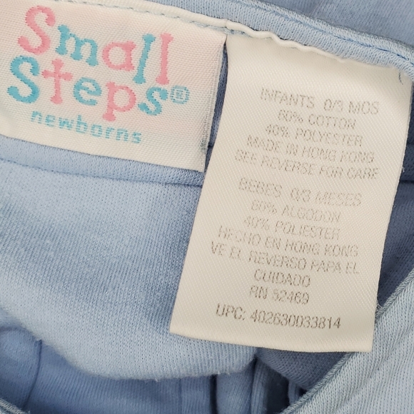 Vintage Small Steps Romper Short-sleeve Blue Baby Boys 0-3 Months - Picture 3 of 3
